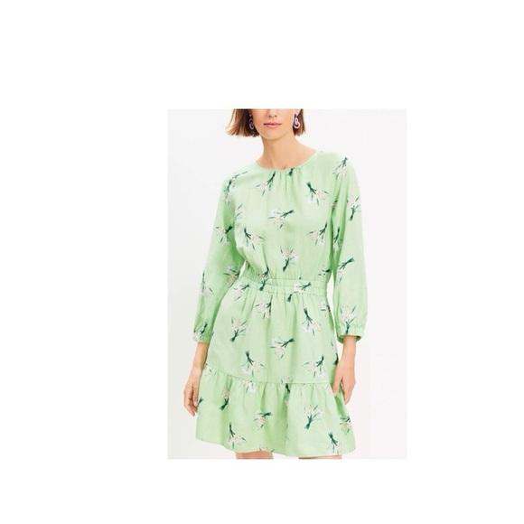 Loft Linen Blend Tiered Ballon Sleeve Dress‎ NWT - Picture 6 of 7